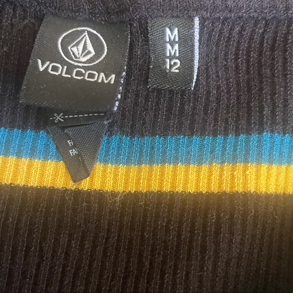 Volcom Black Ribbed Striped Ruffle Tee - Picture 6 of 9